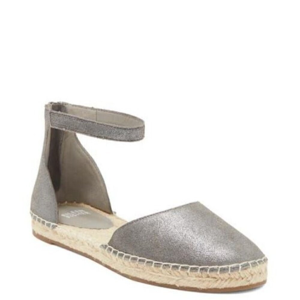 Eileen Fisher Lala Silver Metallic Espadrille Flat Size 7